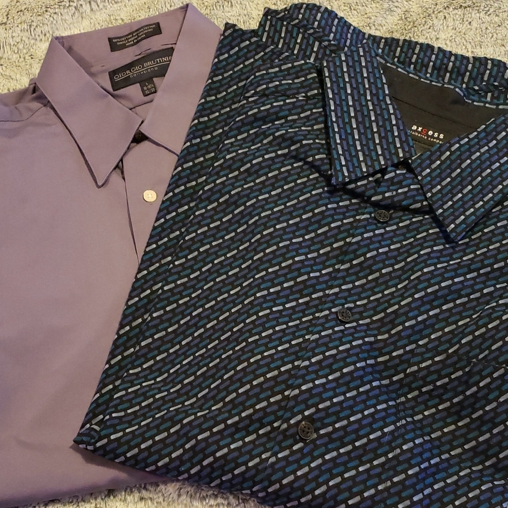 Giorgio Brutini Men's Purple and Blue Casual Shirts